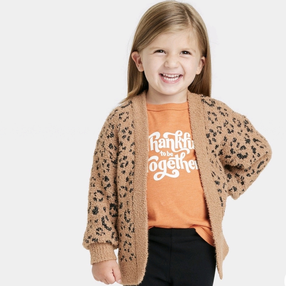 Cat and Jack Animal Print Open Cardigan Sweater XS